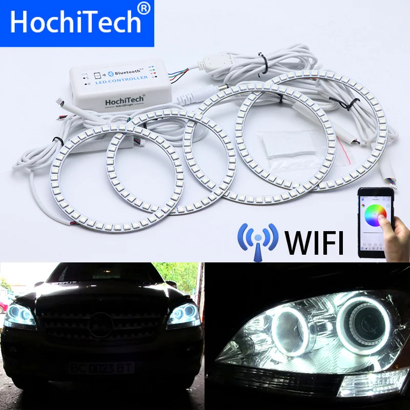 Wifi беспроводной RGB многоцветный светодиодный Angel Eye Halo Кольца для Mercedes Benz M Class W164 ML320 ML350 ML500 ML63 AMG 2006 2007