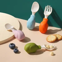 Juego de utensilios de silicona con forma de elefante para bebé, vajilla de entrenamiento flexible, cuchara, tenedor, PPSU (v1.12.4)