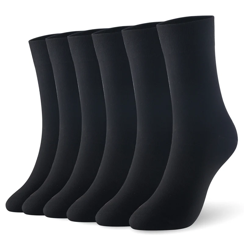 Мужские носки из бамбукового волокна, одноцветные деловые мужские носки, 6 пар/лот, Размер Великобритании 7-11, европейские размеры 40-46, 1003 VKMONY - Цвет: Black6