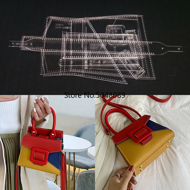 Акриловый трафарет кожа ручной работы ремесло женская сумка для шитья шаблон Швейные аксессуары с отверстиями 12X15X8 см
