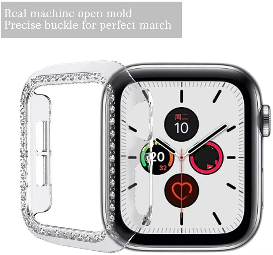 Бриллиантовый защитный чехол для Apple Watch Series 5 4 3 2 1 38 мм 42 чехлы Iwatch 40 44 ремешок