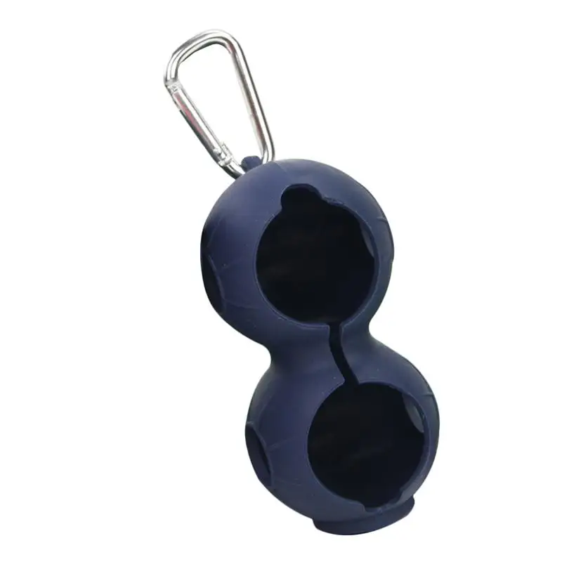 Тёмно-синий Silicone Golf Ball Holder Dual Ball Storage Protection Carrier with Hook - Цвет: Тёмно-синий