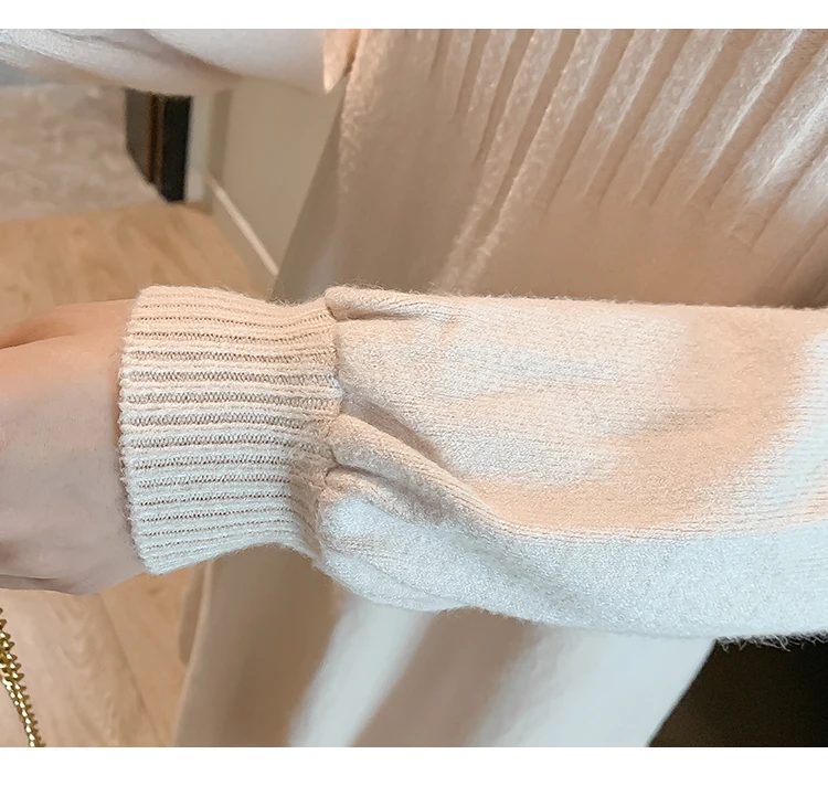 Свитер средней длины осень-зима свитер свободный большой размер вязаное платье свитер для беременных