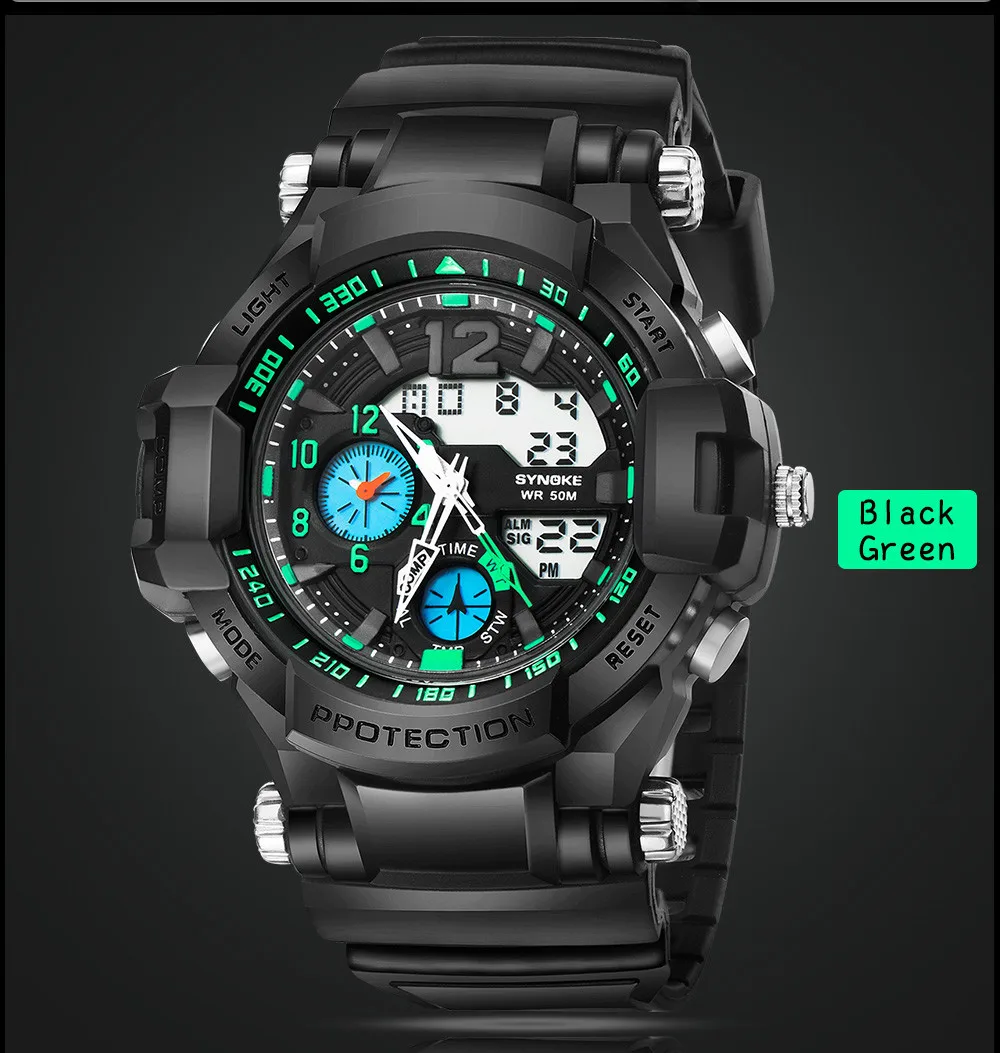 SYNOKE часы Relogio мужские многофункциональные водонепроницаемые электронные часы светодиодный цифровой Двойное действие наручные часы Montre Homme 40