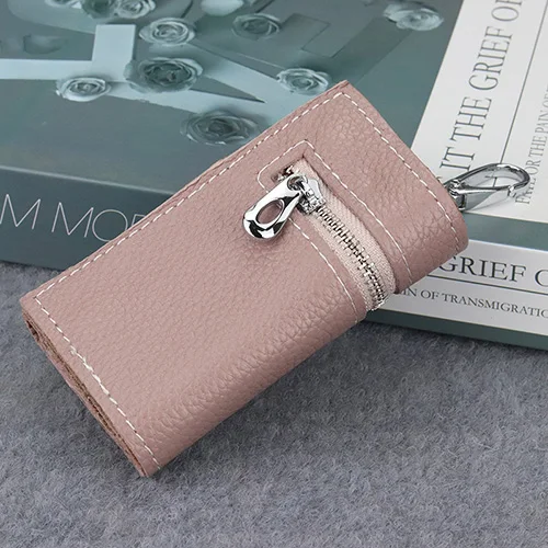 Pink COMFORSKIN, Новое поступление, натуральная кожа, унисекс, кошелек для ключей, многофункциональный, ключница для ключей, коровья кожа, ключница, брелки - Цвет: Pink