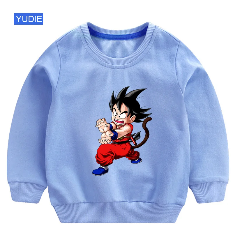 sweatshirt blue Свитер для мальчиков; новые детские толстовки с капюшоном; модный детский свитер с длинными рукавами и рисунком Гоку; сезон зима-весна-осень; детская футболка; одежда - Цвет: sweatshirt blue