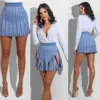 Fashion Women Pleated Skirt Solid Color Summer Lady A-Line Mini Skirts High Waist Chic Female Short Zippers Split Skirt ► Photo 1/5