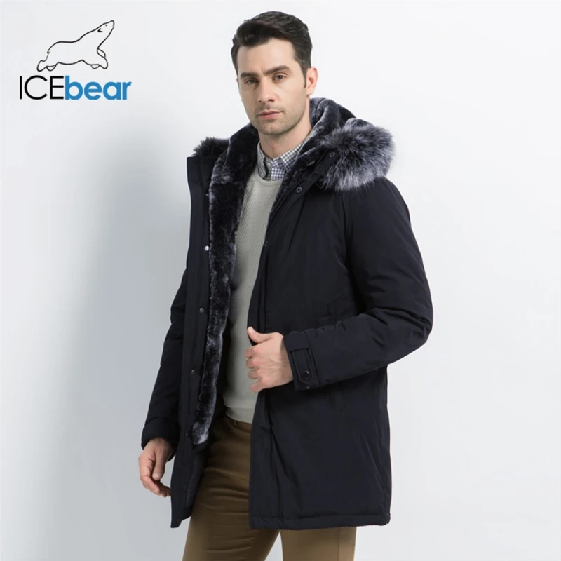 Мужская куртка с капюшоном ICEbear модная брендовая модель MWD19928D на зиму 2019|Парки| |