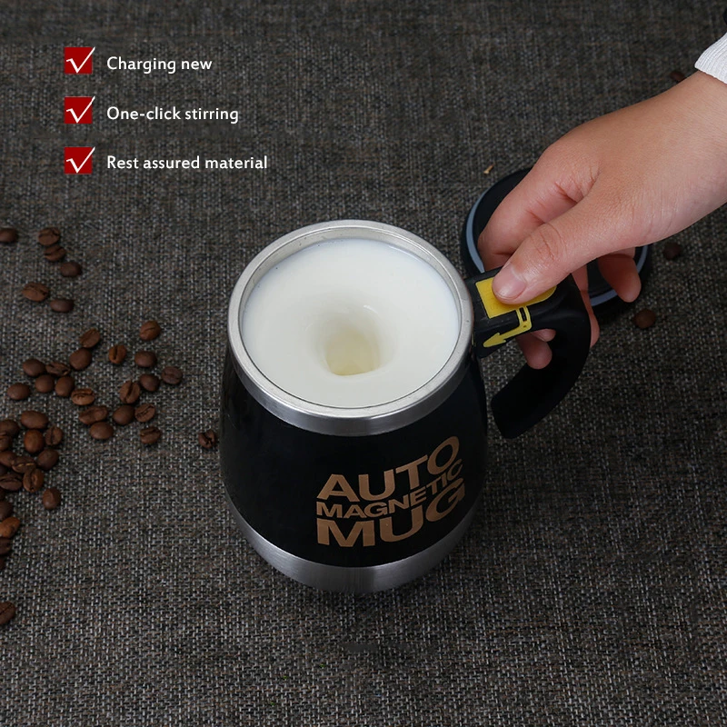 Nyidpsz Self Stirring Mug USB Rechargeable 400ml Stainless Steel Magnetic Stirring Mug Automatic Coffee Mixing Cup Portable Magnetic Stirring Cup