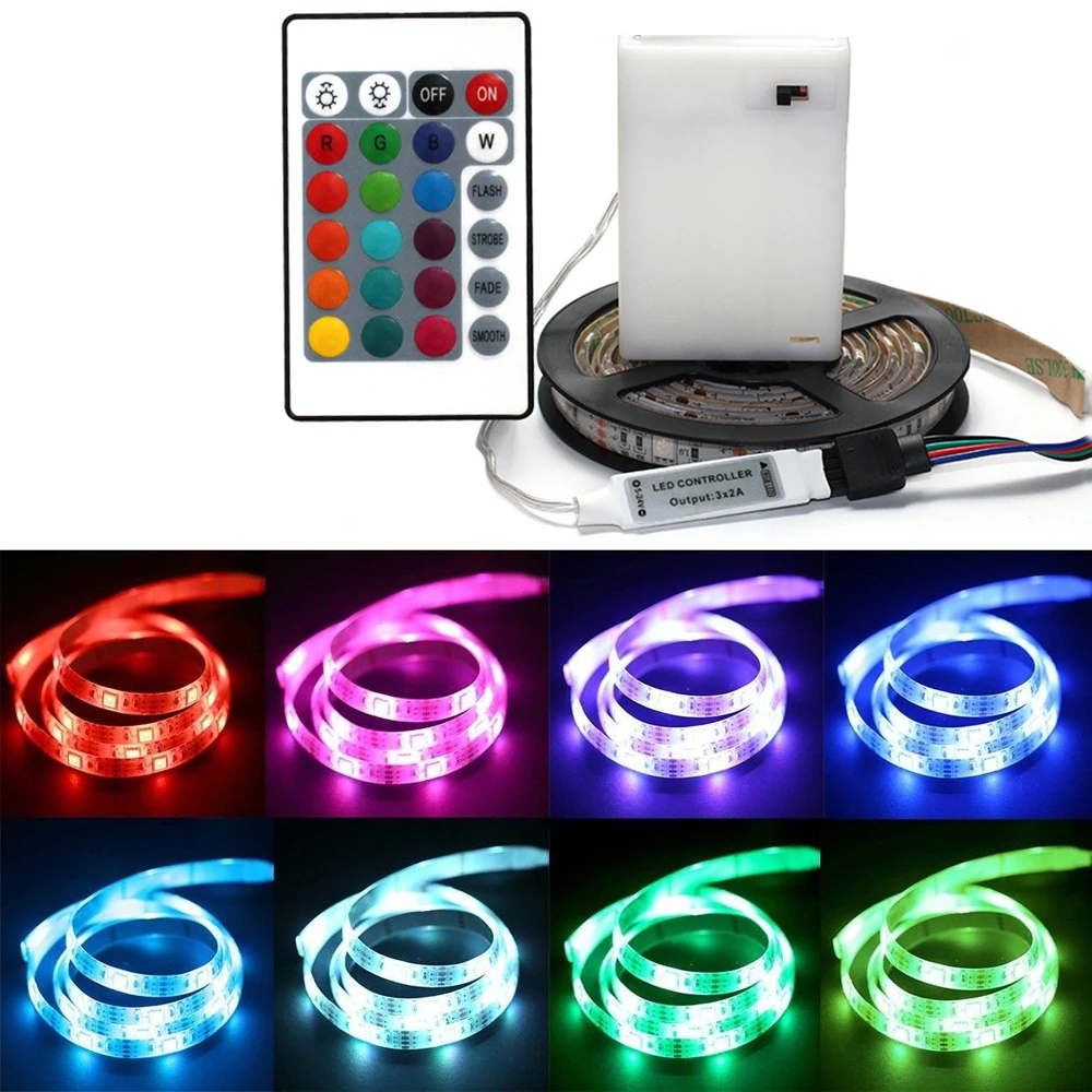 Светодиодная лента RGB 5 В светильник 5050 батарейный отсек дистанционное