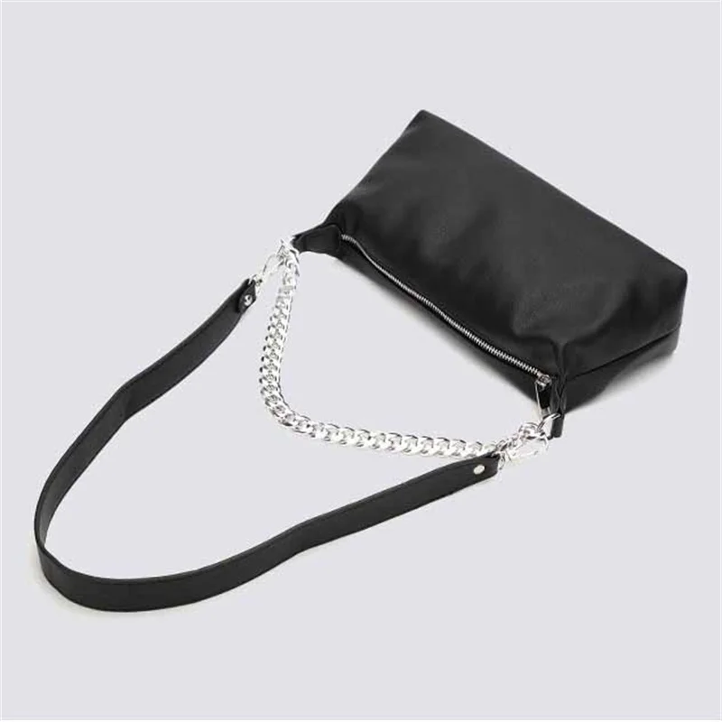 Fashion PU leather Baguette bag metal chain Shoulder Bags Brand Designer Crossbody Bags For Women 2021 Underarm Bag Women Clutch