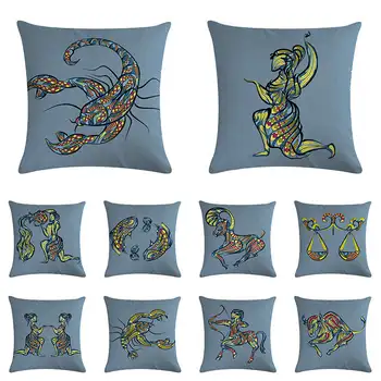 

45x45cm constellation cushion cover Gemini Libra Taurus pillow cover linen sofa car decorative pillow cover