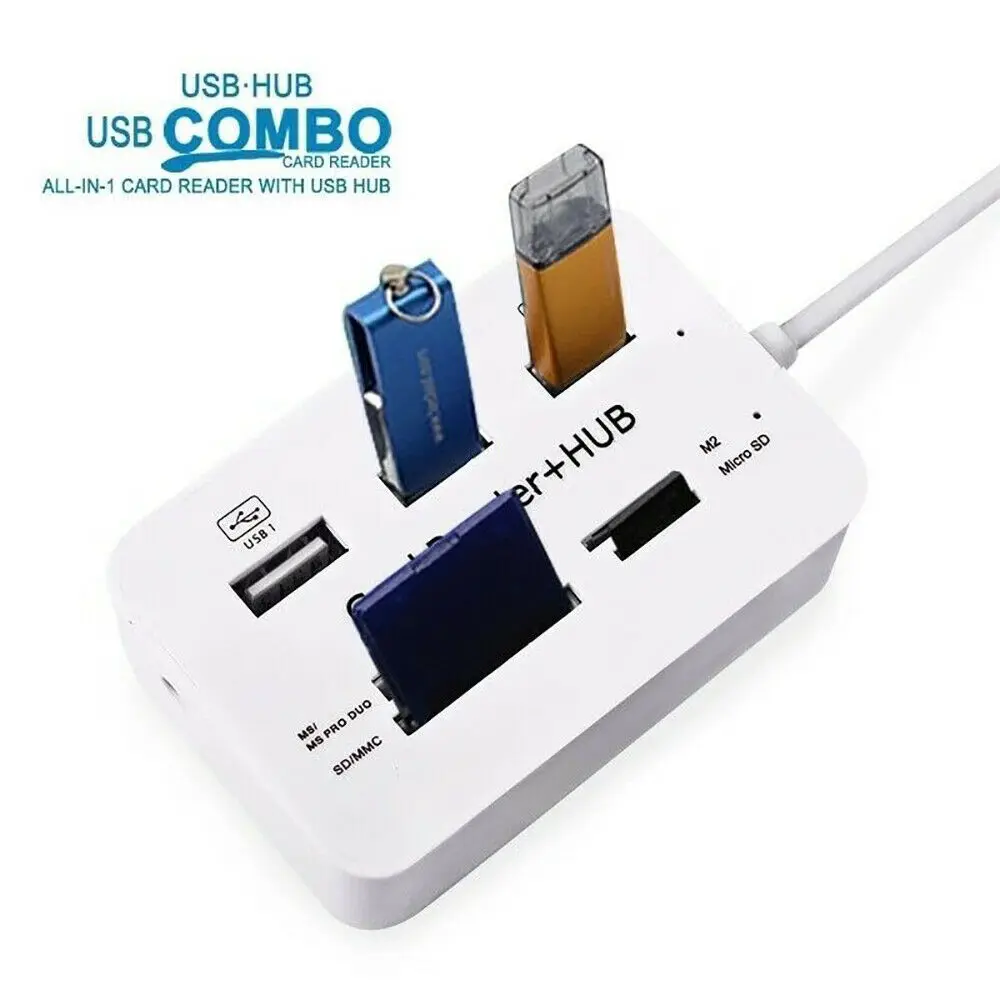 Алюминиевый Портативный USB 3,0 3 порта концентратор с MS SD M2 TF Multi-In-1 кард-ридер для всех в одном ПК Компьютерные аксессуары