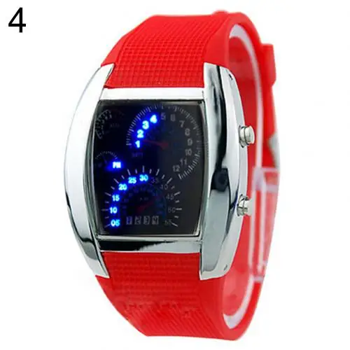 Cool Rubber Band RPM Speedometer Car Turbo Style Digital LED Wrist Watch Gift reloj digital mujer relogio Mas-culino Fashion Men - Цвет: Красный