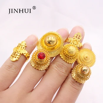 

Ethiopian 24k Gold Rings for Women Dubai Gold Color Africa Ring Jewelry India Nigeria Metal Wedding gifts Party Engagement Ring