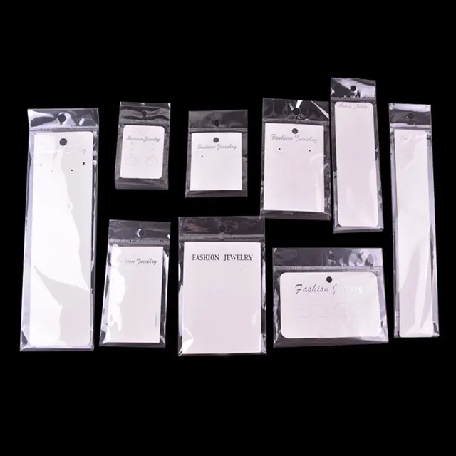 Necklace Display Card with Self-Sealing OPP Bags 60pcs Kraftpaper Jewelry  Holder 7.3x2.2 Long Rectangle Display Tags and 60pcs Clear Packaging Bag  for Personal Business Jewelry Display 