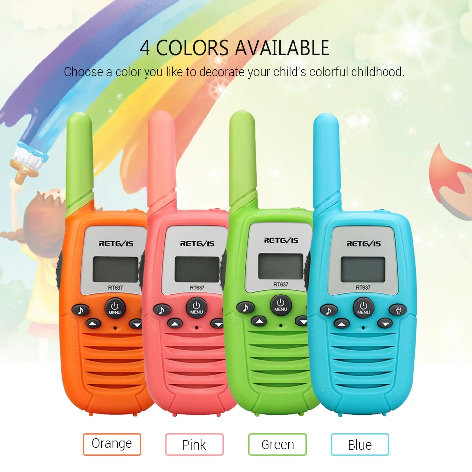 Retevis RT637/RT37 Walkie Talkie 2 шт двухстороннее радио PMR446 PMR FRS мини рация для детей фонарик VOX Рождественский подарок