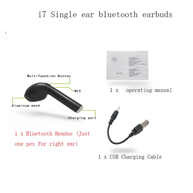 OWX i7s TWS беспроводной наушник Bluetooth наушник I7 спортивные наушники гарнитура с микрофоном наушники-вкладыши гарнитура с зарядным устройством - Цвет: Only right ear