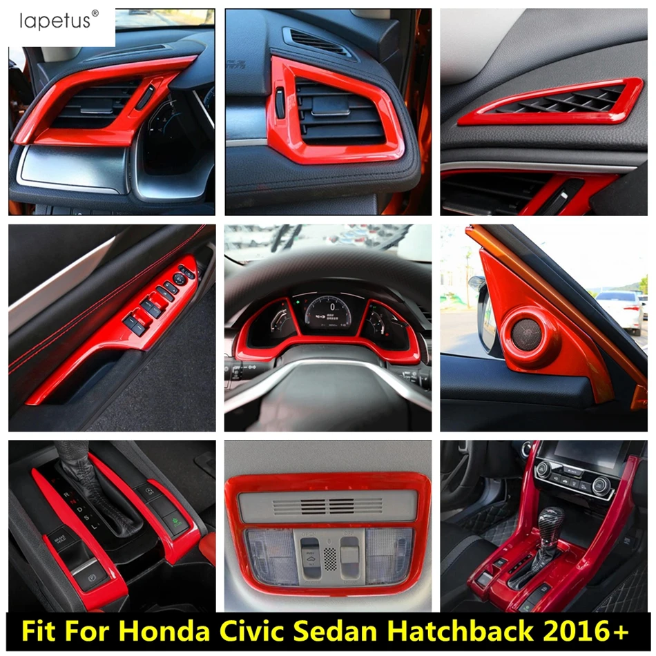 

Pillar A Speaker Reading Light Window Lift Gear Shift Panel Cover Trim Red Interior Kit For Honda Civic 2016 - 2020 Accessories