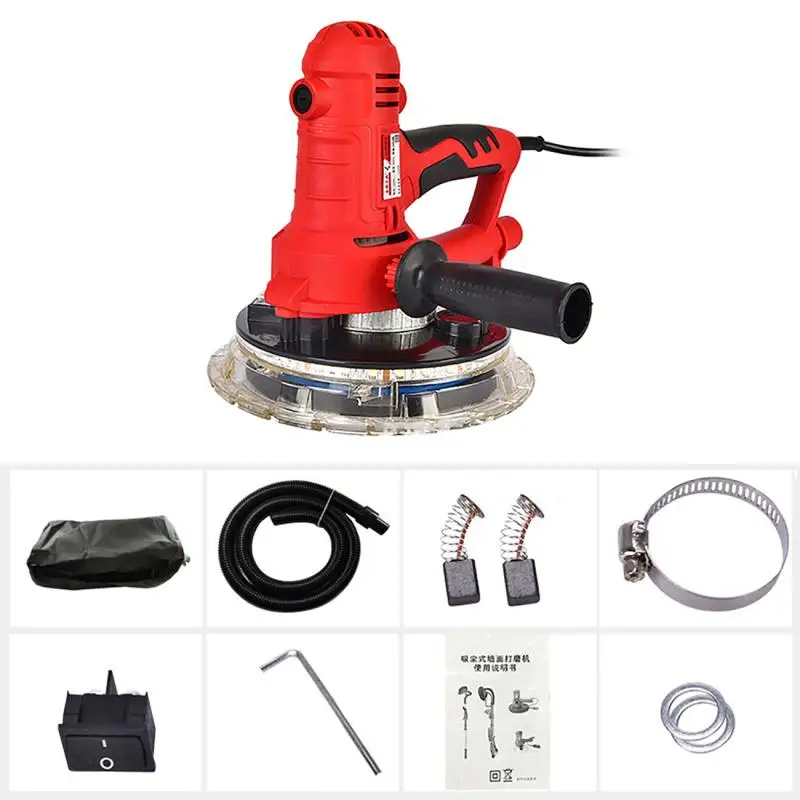 220V 1250W Drywall Sander Wall Polishing Machine Grinding Portable Adjustable Led Light Wall Putty Polisher Machine EU Plug,electric polisher