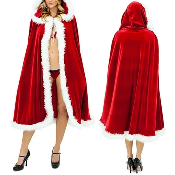

Christmas Cloak Santa Claus Costume Cosplay Santa Claus Clothes fleece Christmas Hat Men/Woman Costume Suit For Adult