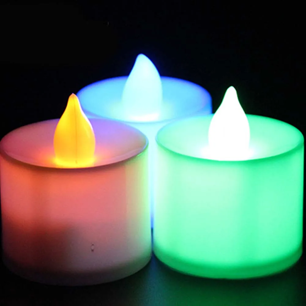 5Pcs Creative LED Candle Multicolor Lamp Plastic Simulation Color Flame Tea Light Home Wedding Birthday Living Room Decoration | Дом и сад