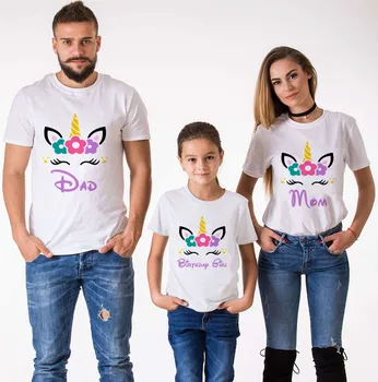 

Unicorn Print Family Matching Clothes T-Shirt Mommy and Me Clothes Minni Ears Short Sleeve T-shirt Boys Clothes Casual T-shirt