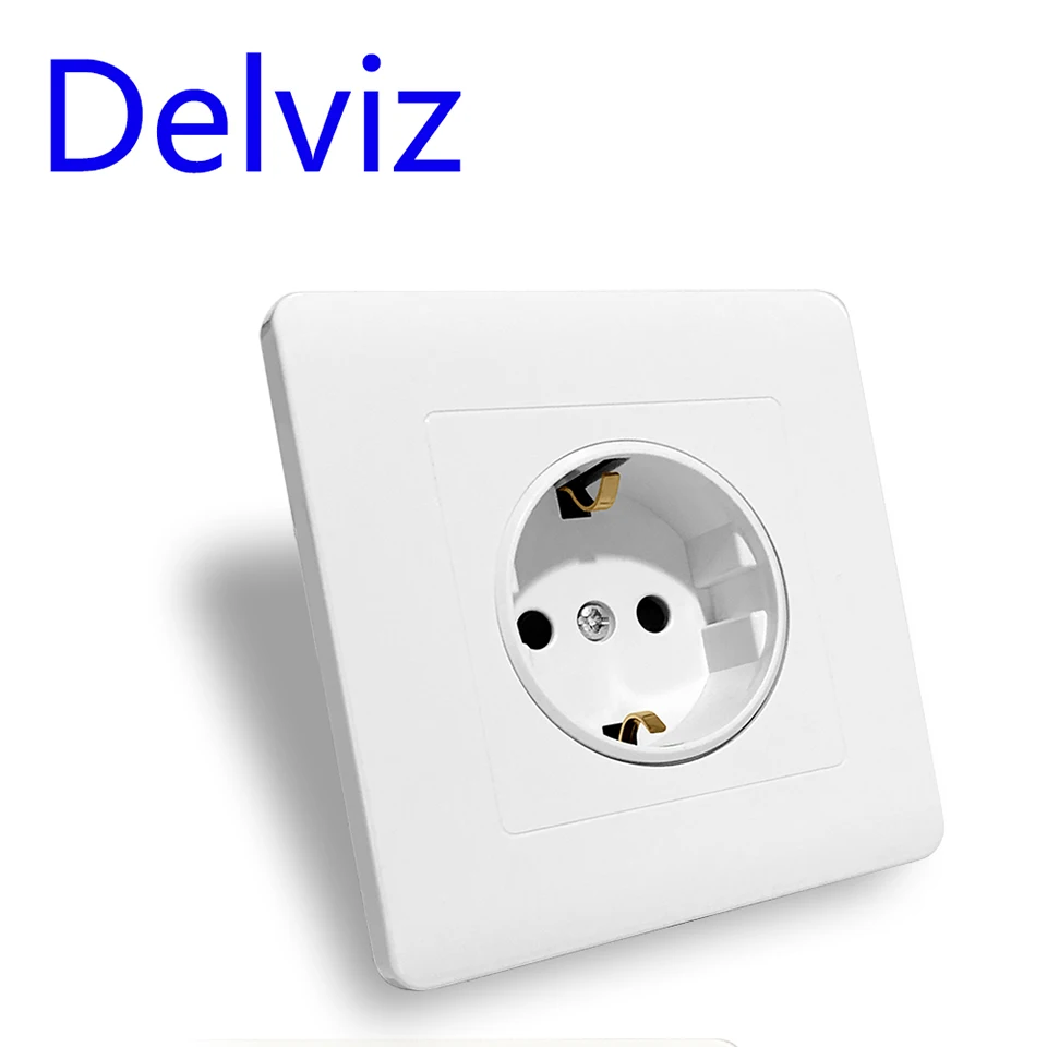 Розетка Delviz настенная Квадратная Белая с круглым отверстием европейский