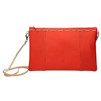 

1ª quality leather shoulder bag, zipper closure, shoulder handle and hand handle, 28x19x2 cm. Red
