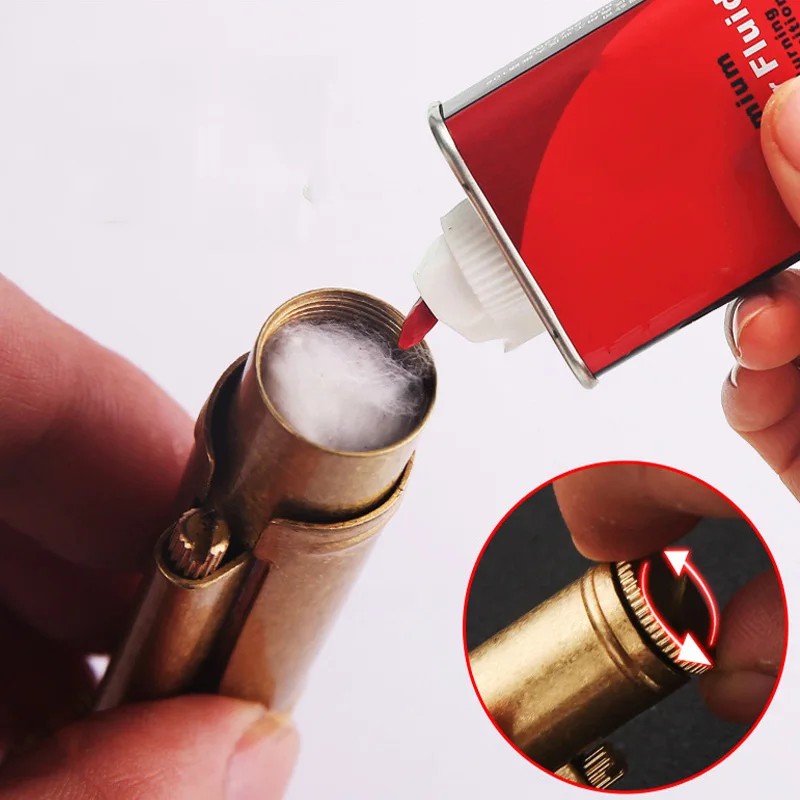 Kerosene Brass Lighter Retro Windproof Oil Lighter Portable Metal Cigarette Lighter Smoking Accessories Gadgets for Men