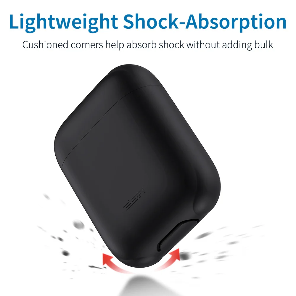 ESR ТПУ силиконовый чехол для зарядки Ультра черный тонкий кожаный защитный чехол для Apple AirPods 2 1 тонкий Видимый светодиодный противоударный чехол
