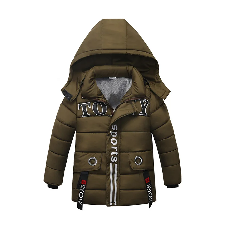 European and American Winter Boys Cotton Thick Coat B Fashion Zipper Children Hooded Kids Down Cotton Jacket Child Parkas