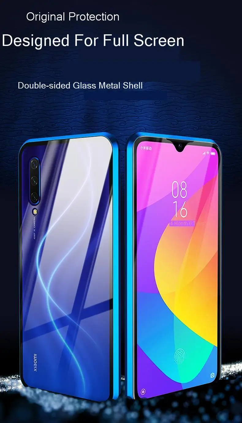 Чехол на магните для Xiaomi mi 8, металлический Прозрачный полностью 360 Защитный двойной стеклянный чехол для Xiaomi mi 8 mi 9 Lite SE 9t A3