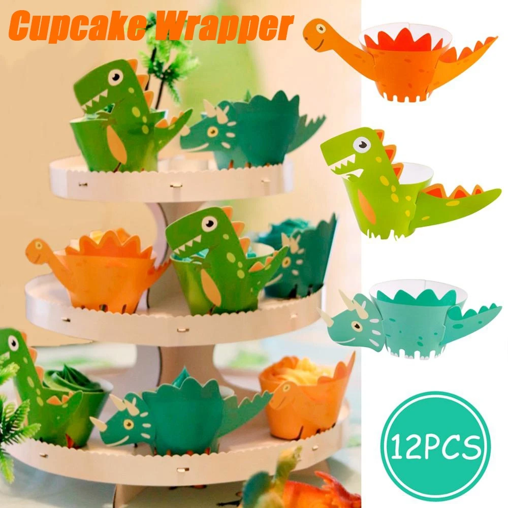 Мультфильм Динозавр Кекс Обертка Бумага день рождения поставки дети ребенок душ