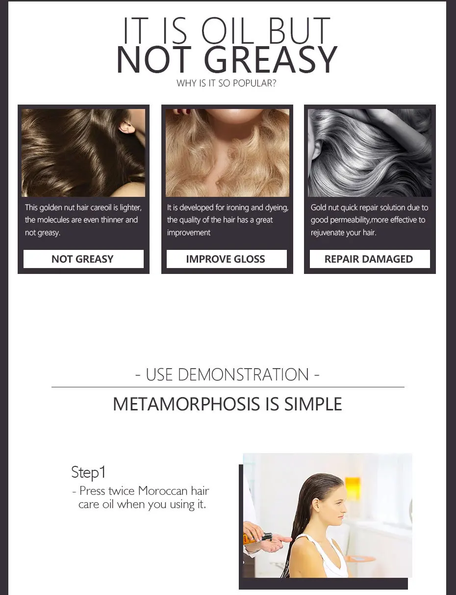 70ml Organic New Morocco Argan Oil Hair Repairing Damaged Hair Growth Treatment Prevent Hair Loss Products for Woman TSLM1