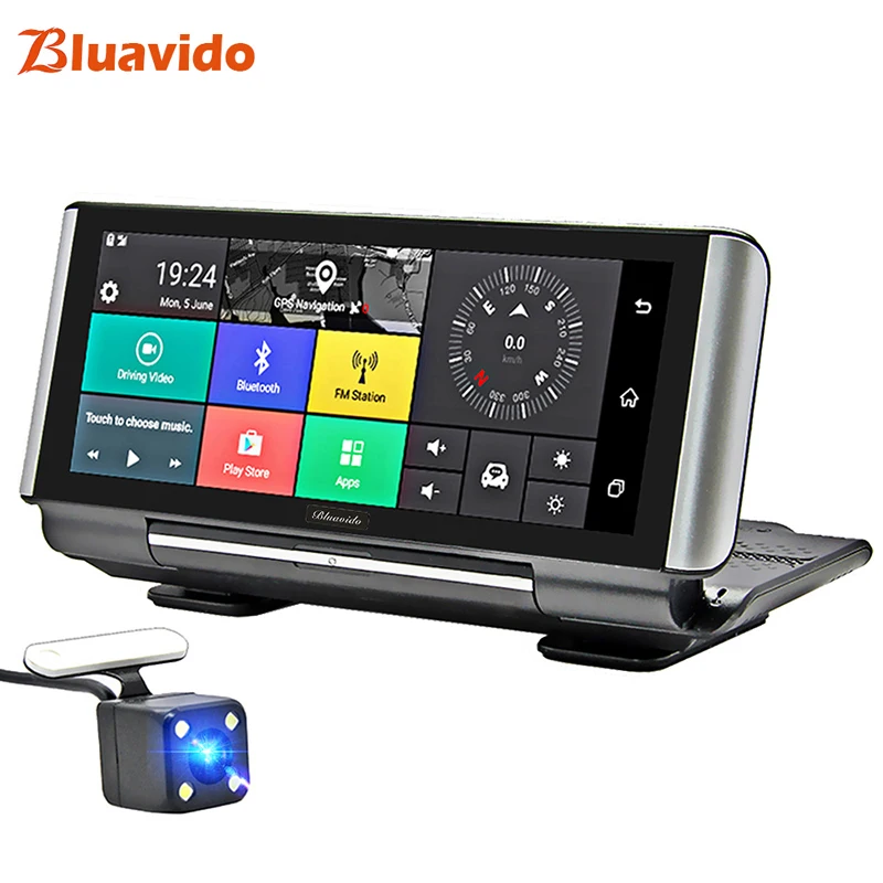 Bluavido 7 Inch 4G Car DVR Camera GPS FHD 1080P Android Dash Cam Navigation ADAS Car Video Recorder