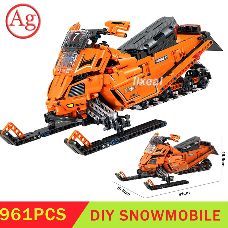 Город новый совместимый DIY Творческий Снегоход Мотоцикл строительный блок снег
