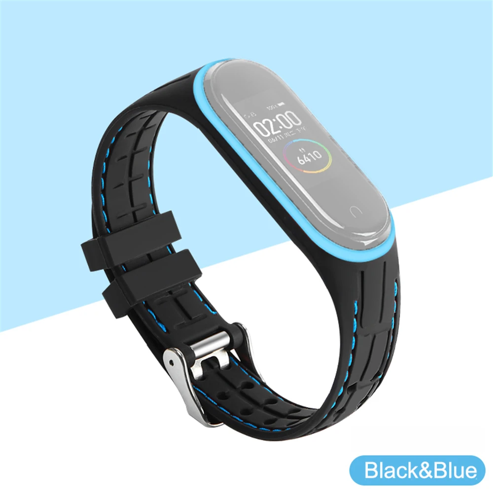 black blue Новые Мягкие браслет для Xiaomi mi группа 4 ремешок силиконовый ремешок на запястье для mi Группа 4/3 аксессуары mi Группа 4 nfc Сменный ремешок - Цвет: black blue