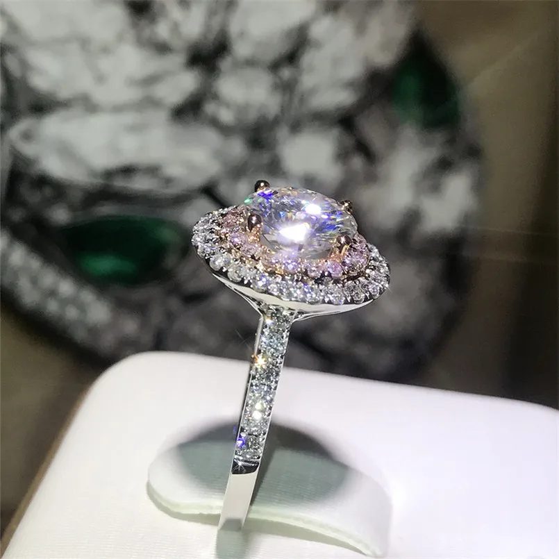 CC винтажные серебряные кольца S925 для женщин элегантное кольцо розовый круглый
