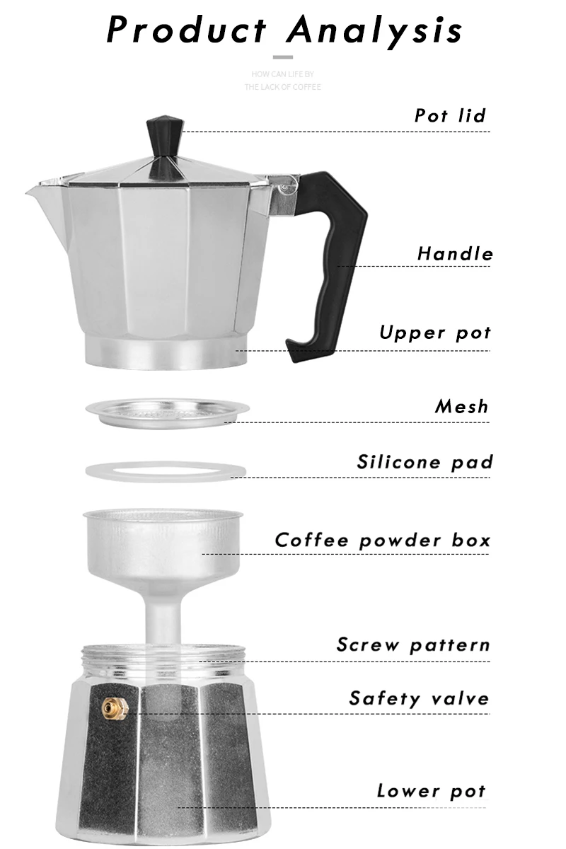 Кофе производитель прочный Moka Cafeteira Кофеварка горшок практичный Moka Кофе горшок 50/100/150/300/450/600 мл