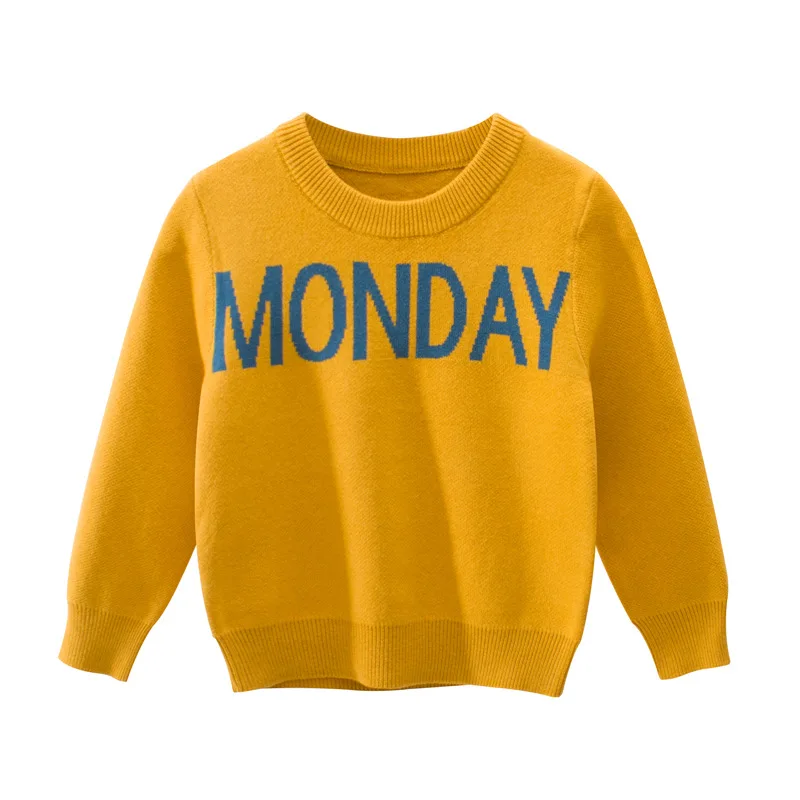 

2019 Autumn Winter Knitted Baby Sweater For Boys Sweaters Monday to Sunday Theme Casual Sweaters Baby Girl Clothes For 2-8Years