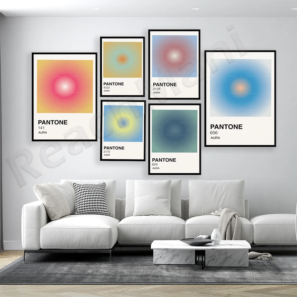 Pantone Neon Aura Wall Art Print * Aura Energy Series, Poster Estetico Art Déco Canvas Halo Gradient