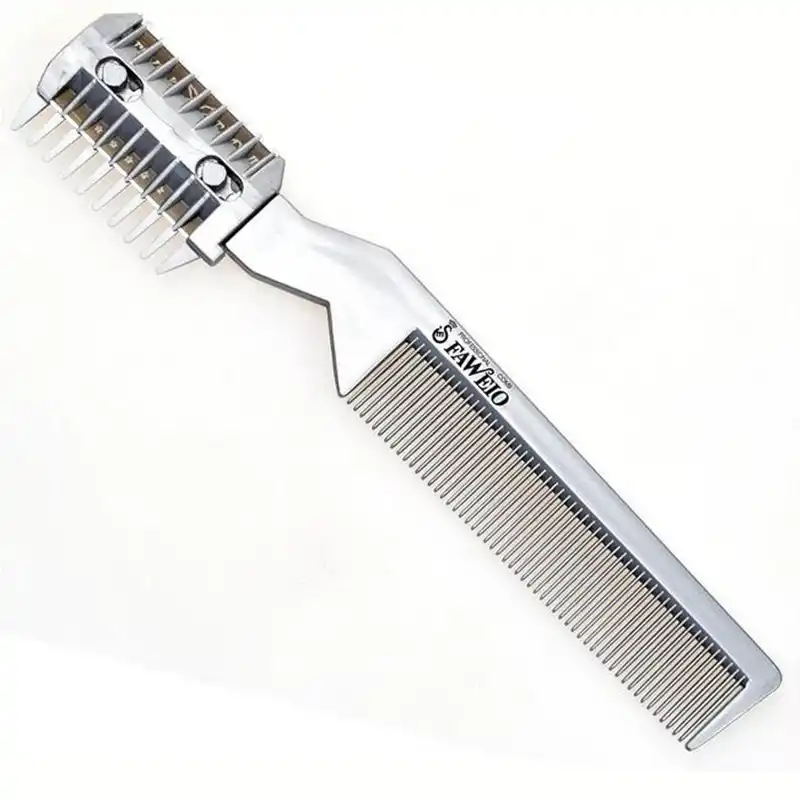 cutting hair with razor comb