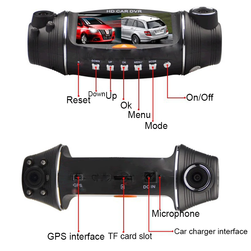 Автомобильная камера рекордер Dash Cam HD 1080P двойной объектив экран 140 широкоугольный Встроенный gps рекордер DVR камера видео