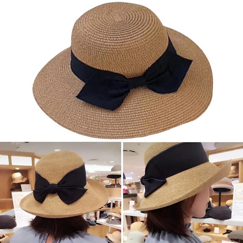 11*34cm Ladies Hat Beauty Beach Wear Hairy Popular Elegant Ventilate Cute Women Accessories Korean Sunhat Bowknot Cap