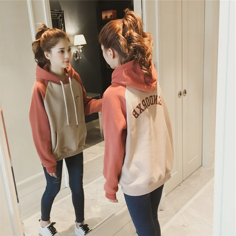 

Autumn / Winter 2020 Loose Hooded Long Sleeve Casual Student Printed Letter Thicken Women's Wear