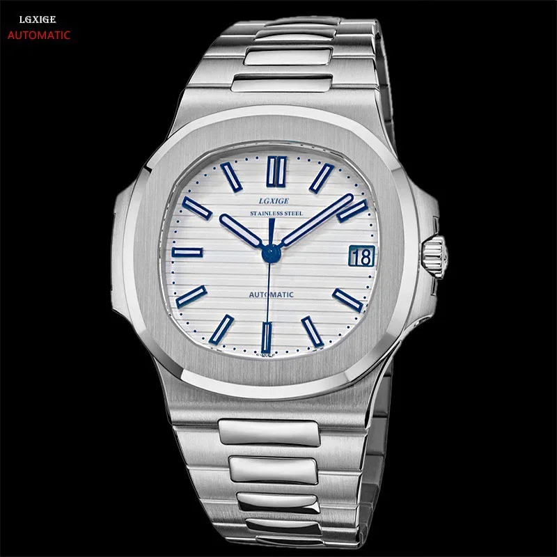 LGXIGE brand automatic winding mechanical watch men's luxury men's watch sapphire stainless steel watch