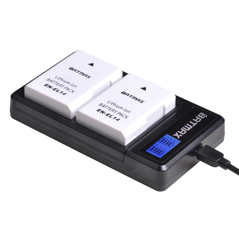 Batmax 1 шт. white EN-EL14a белый аккумулятор+ ЖК-USB двойное зарядное устройство для Nikon D5200 D3100 D3200 D5100 P7000 P7100 mh-24