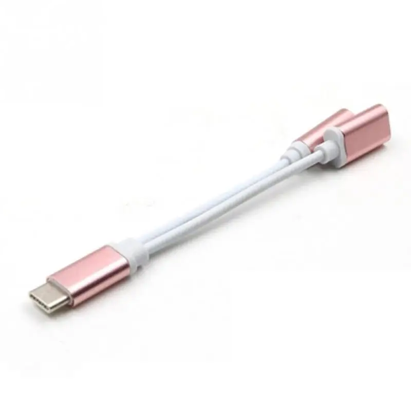 Rose Gold Портативный 13 см 2 в 1 мобильный телефон USB C кабель type-C Дата Шнур зарядное устройство до 3,5 мм разъем адаптер для LeEco - Цвет: Rose Gold