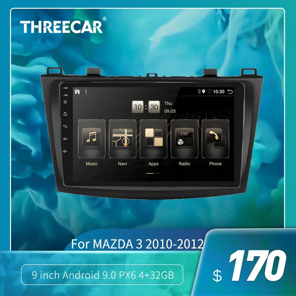 Автомагнитола Threecar PX6 2DIN Android 9 Ouad Core стерео для Mazda 3 2010-2012 GPS навигатор аудио видео